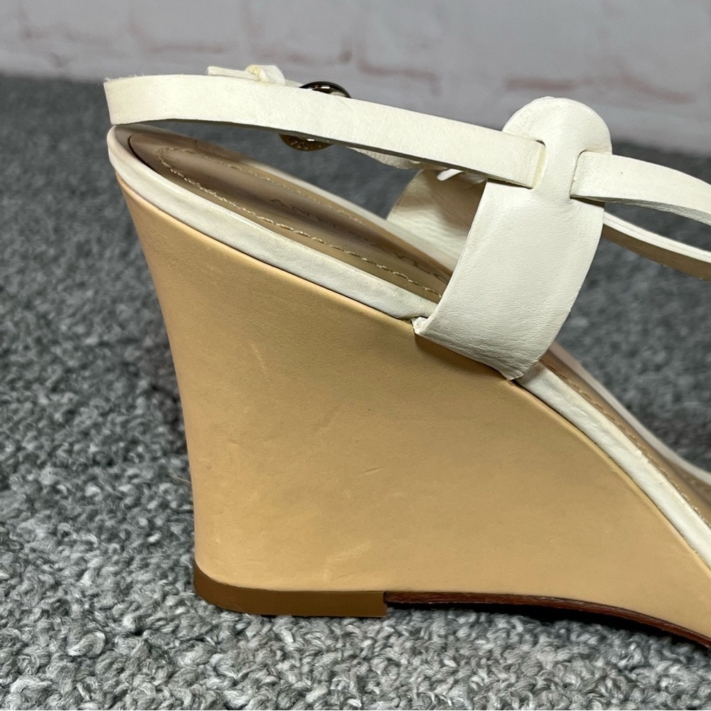 Ann Taylor Strappy Sling Back Wedge Heel Sandals Ivory Size 9.5 - Picture 3 of 8